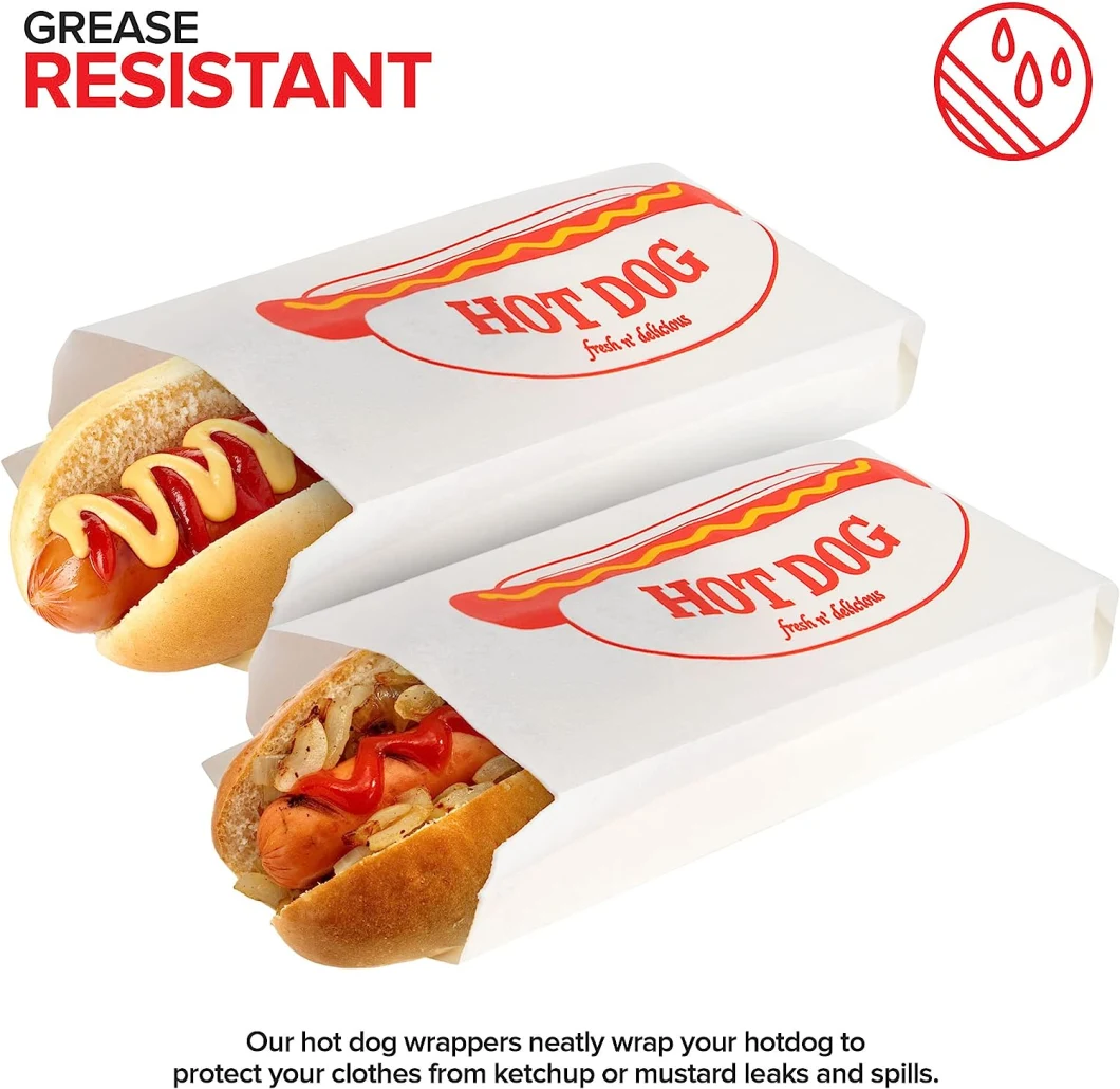 White Greaseproof Toast Burger Kraft Paper Bread Hot Dog Packaging Bag