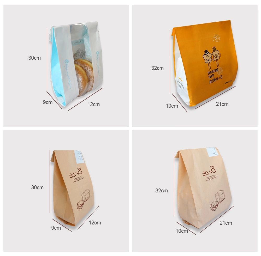 Recycled Custom Design Greaseproof Bread Paper Bags with Window